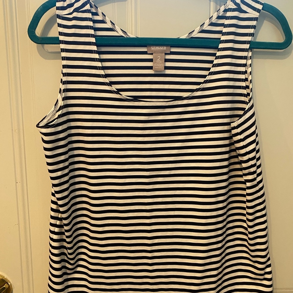 Chico's Black and White Striped Tank Top Chicos size 2 or Large
